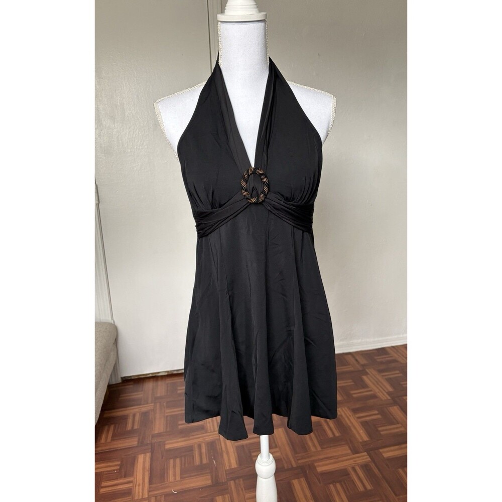 It Figures Women’s Vintage Black Halter Swim Dress Size 10